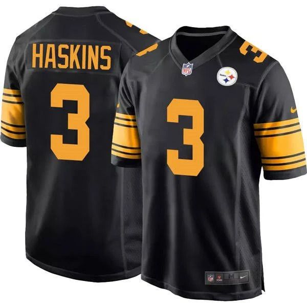 Men Pittsburgh Steelers 3 Dwayne Haskins Nike Black Color Rush Game NFL Jersey